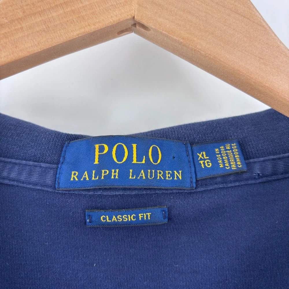 Polo Ralph Lauren Polo Shirt Men XL Navy Blue Classic Fit Cotton Jersey Pony
